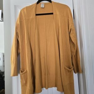 Terra & Sky Women's Mustard Open Front Cardigan